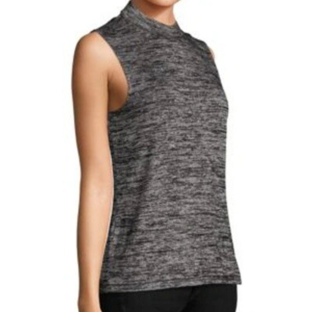 Rag & Bone Gray Black Heathered High Neck Open Back Activewear Tank Top